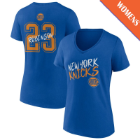 Women's Mitchell Robinson # 23 New York Knicks Hustle V-Neck Blue T-Shirt