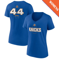 Women's Landry Shamet # 44 New York Knicks Player Midfielder V-Neck Blue T-Shirt