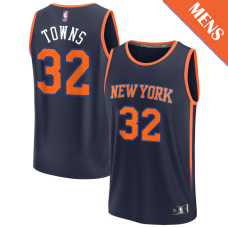 Men's Karl-Anthony Towns # 32 New York Knicks Fast Break Statement Edition Navy Jersey