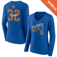 Women's Karl-Anthony Towns # 32 New York Knicks Hustle Long Sleeve V-Neck Blue T-Shirt