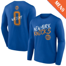 Men's Delon Wright # 0 New York Knicks Hustle Long Sleeve Blue T-Shirt