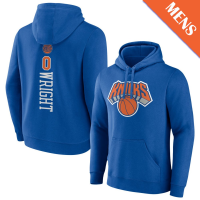 Men's Delon Wright # 0 New York Knicks Playmaker Player Blue Pullover Hoodie