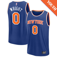 Youth Delon Wright # 0 New York Knicks Fast Break Replica Blue Icon Edition Jersey
