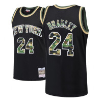Men's Bill Bradley Knicks #24 Straight Fire Camo Black Swingman Jersey