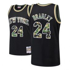 Men's Bill Bradley Knicks #24 Straight Fire Camo Black Swingman Jersey