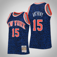 Knicks Carmelo Anthony Men Wildlife Hardwood Classics Jersey Blue