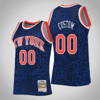 Knicks Custom Men Wildlife Hardwood Classics Jersey Blue