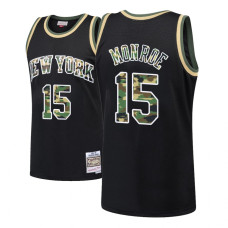 Men's Earl Monroe Knicks #15 Straight Fire Camo Black Swingman Jersey