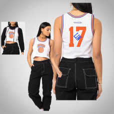 Women Knicks Jeremy Shu-How Lin 2021 Mesh Crop Tank Top Jersey White