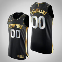 Men's New York Knicks Custom #00 Authentic Golden Limited Edition Black Jersey