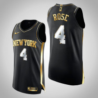 Men's New York Knicks Derrick Rose #4 Golden Edition Authentic Limited Black Jersey