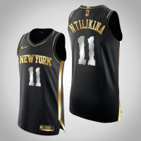 Men's New York Knicks Frank Ntilikina #11 Authentic Golden Limited Edition Black Jersey