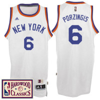 2016-17 Season New York Knicks #6 Hardwood Classics Throwback White Jersey Kristaps Porzingis