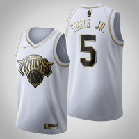 New York Knicks Dennis Smith Jr. #5 Golden Edition White Jersey