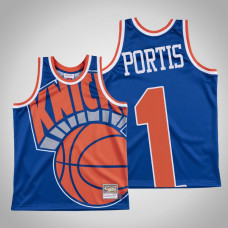 Knicks Bobby Portis #1 Blue Big Face Hardwood Classics Jersey
