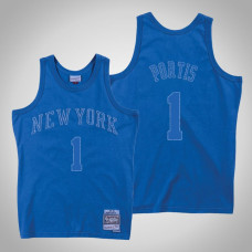 Men's New York Knicks Bobby Portis #1 Blue Washed Out Jersey