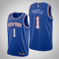 2020-21 New York Knicks Bobby Portis #1 Statement Jordan Brand Blue Jersey