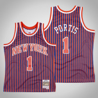 Men's Knicks Bobby Portis #1 Red Striped Jersey