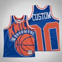 Knicks Custom #00 Blue Big Face Hardwood Classics Jersey