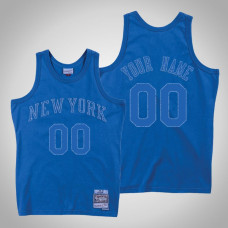 Men's New York Knicks Custom #00 Blue Washed Out Jersey