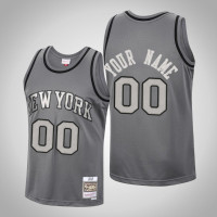 Men's New York Knicks Custom #00 Charcoal Metal Works Jersey