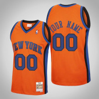 Men's New York Knicks Custom #00 Orange Reload Hardwood Classics Jersey Men's New York Knicks Custom #00 Orange Reload Hardwood Classics Jersey