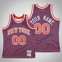 Men's Knicks Custom #00 Red Striped Jersey Men's Knicks Custom #00 Red Striped Jersey