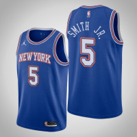 2020-21 New York Knicks Dennis Smith Jr. #5 Statement Jordan Brand Blue Jersey