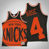 Men's New York Knicks Derrick Rose #4 Black Big Face 2.0 Jersey