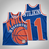 Knicks Frank Ntilikina #11 Blue Big Face Hardwood Classics Jersey