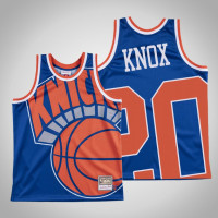 Knicks Kevin Knox #20 Blue Big Face Hardwood Classics Jersey