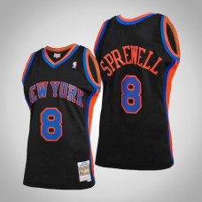 Men's New York Knicks Latrell Sprewell #8 Black Reload 2.0 Hardwood Classics Jersey