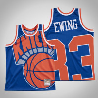 Knicks Patrick Ewing #33 Blue Big Face Hardwood Classics Jersey