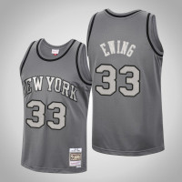 Men's New York Knicks Patrick Ewing #33 Charcoal Metal Works Jersey