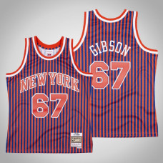 Men's Knicks Taj Gibson #67 Red Striped Jersey