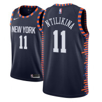 Men's NBA 2018-19 Frank Ntilikina New York Knicks #11 City Edition Navy Jersey