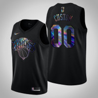 Men's New York Knicks Custom #00 Black Iridescent Holographic Limited Edition Jersey