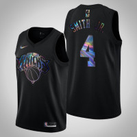 Men's New York Knicks Dennis Smith Jr. #4 Black Iridescent Holographic Limited Edition Jersey