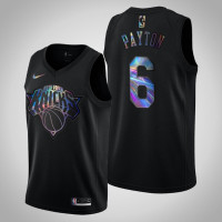 Men's New York Knicks Elfrid Payton #6 Black Iridescent Holographic Limited Edition Jersey