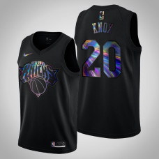 Men's New York Knicks Kevin Knox #20 Black Iridescent Holographic Limited Edition Jersey