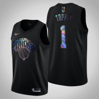 Men's New York Knicks Obi Toppin #1 Black Iridescent Holographic Limited Edition Jersey