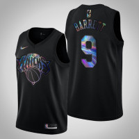 Men's New York Knicks RJ Barrett #9 Black Iridescent Holographic Limited Edition Jersey
