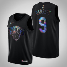 Men's New York Knicks RJ Barrett #9 Black Iridescent Holographic Limited Edition Jersey