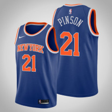 Men's 2020-21 New York Knicks Theo Pinson #21 Blue Icon Jersey