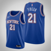 Men's 2020-21 New York Knicks Theo Pinson #21 Blue Statement Jersey