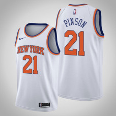 Men's 2020-21 New York Knicks Theo Pinson #21 White Association Jersey