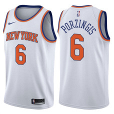 Men's 2017-18 Season Kristaps Porzingis New York Knicks #6 Association White Swingman Jersey
