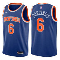 Men's 2017-18 Season Kristaps Porzingis New York Knicks #6 Icon Blue Swingman Jersey