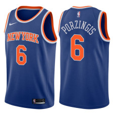 Men's 2017-18 Season Kristaps Porzingis New York Knicks #6 Icon Blue Swingman Jersey