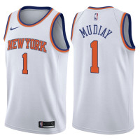 Men's 2017-18 Season Emmanuel Mudiay New York Knicks #1 Association White Swingman Jersey